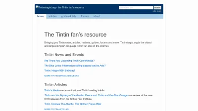 Screenshot preview of tintinologist.org