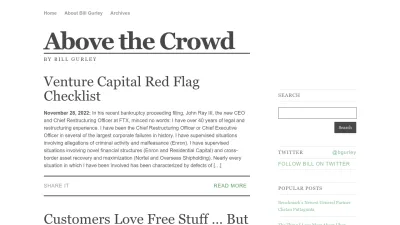 Screenshot preview of abovethecrowd.com