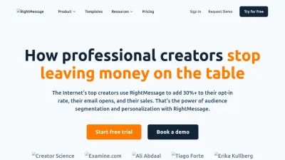 Screenshot preview of rightmessage.com