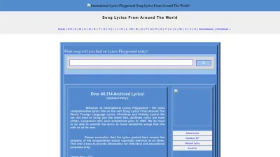 Screenshot preview of lyricsplayground.com