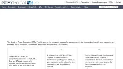 Screenshot preview of gtexportal.org