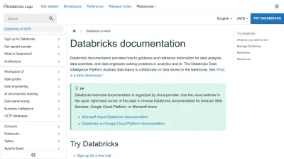 Screenshot preview of docs.databricks.com