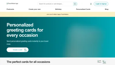 Screenshot preview of touchnote.com