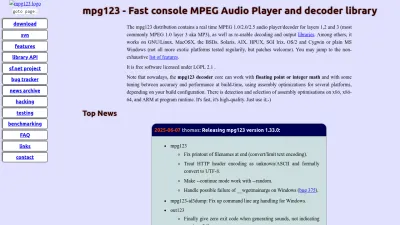 Screenshot preview of mpg123.de