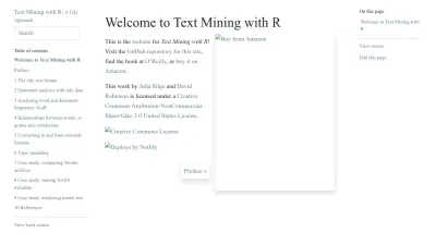 Screenshot preview of tidytextmining.com
