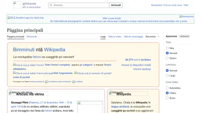 Screenshot preview of scn.wikipedia.org