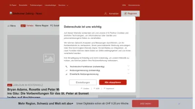 Screenshot preview of solothurnerzeitung.ch