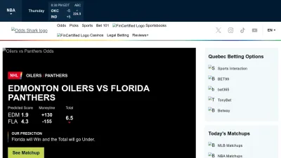 Screenshot preview of oddsshark.com