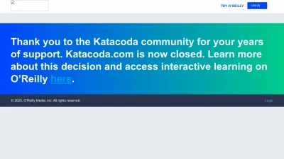 Screenshot preview of katacoda.com
