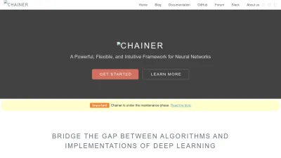 Screenshot preview of chainer.org