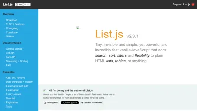 Screenshot preview of listjs.com
