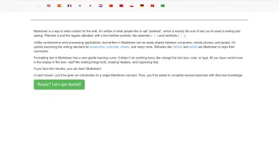 Screenshot preview of markdowntutorial.com