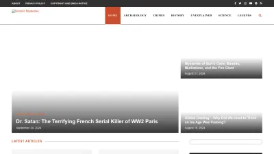 Screenshot preview of historicmysteries.com