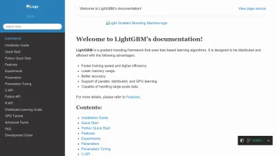 Screenshot preview of lightgbm.readthedocs.io