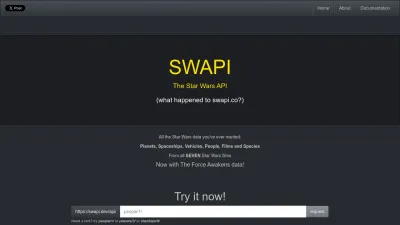 Screenshot preview of swapi.dev