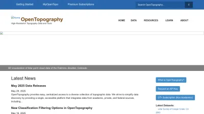 Screenshot preview of opentopography.org