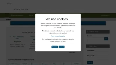 Screenshot preview of ispotnature.org