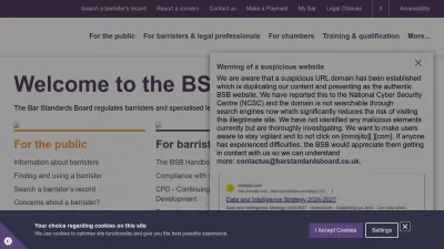 Screenshot preview of barstandardsboard.org.uk
