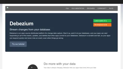 Screenshot preview of debezium.io