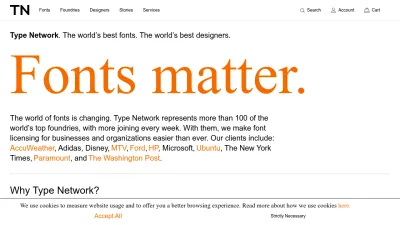 Screenshot preview of typenetwork.com