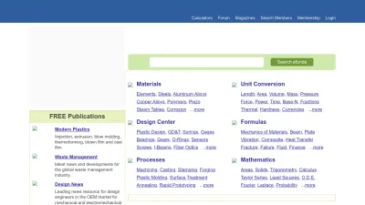 Screenshot preview of efunda.com