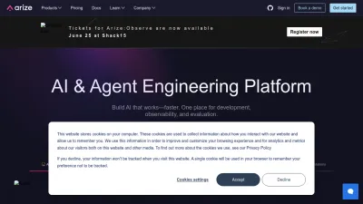 Screenshot preview of arize.com