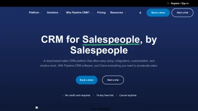 Screenshot preview of pipelinecrm.com