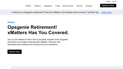 Screenshot preview of xmatters.com