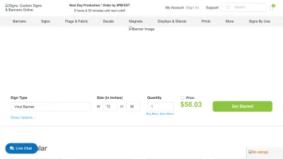 Screenshot preview of signs.com