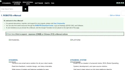Screenshot preview of emanual.robotis.com