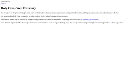 Screenshot preview of college.holycross.edu