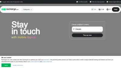 Screenshot preview of recharge.com