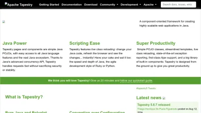 Screenshot preview of tapestry.apache.org