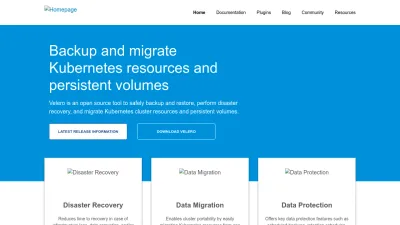 Screenshot preview of velero.io