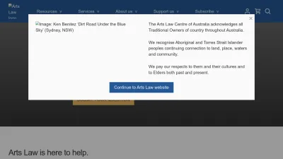 Screenshot preview of artslaw.com.au