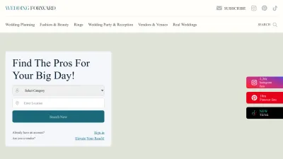 Screenshot preview of weddingforward.com