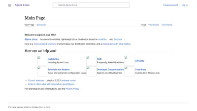 Screenshot preview of wiki.alpinelinux.org