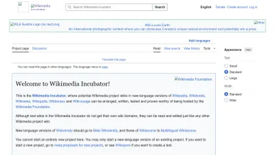 Screenshot preview of incubator.wikimedia.org