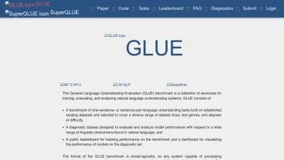 Screenshot preview of gluebenchmark.com