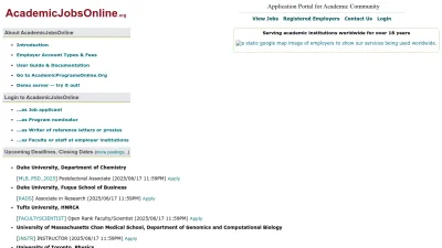 Screenshot preview of academicjobsonline.org