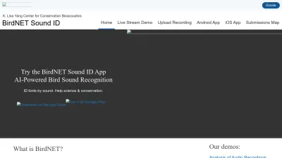 Screenshot preview of birdnet.cornell.edu