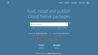 Screenshot preview of artifacthub.io