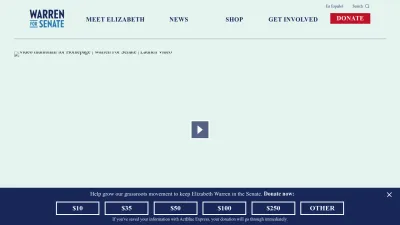 Screenshot preview of elizabethwarren.com