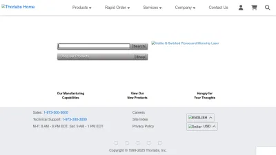 Screenshot preview of thorlabs.com