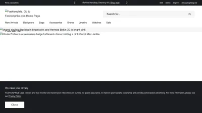Screenshot preview of fashionphile.com