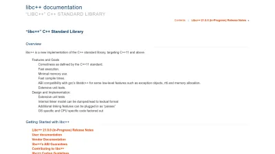 Screenshot preview of libcxx.llvm.org