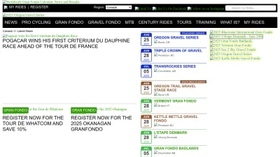 Screenshot preview of granfondoguide.com