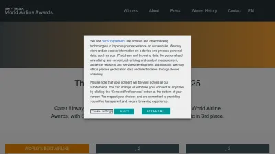 Screenshot preview of worldairlineawards.com