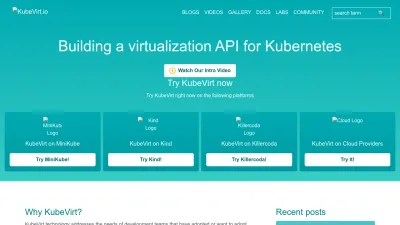 Screenshot preview of kubevirt.io