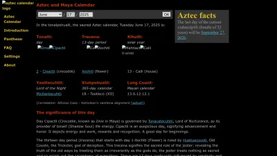Screenshot preview of azteccalendar.com